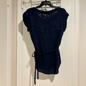 Armani Exchange short sleeve top with front pockets and tie